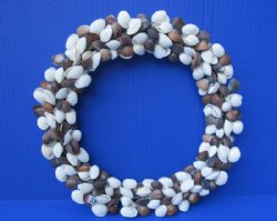 Wholesale Brown and White Shell Wreaths for decor - 11 pcs @ $6.25 each