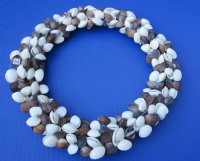 Wholesale Brown and White Shell Wreaths for decor - 2 pcs @ $7.00 each