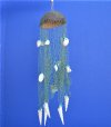 Wholesale Coconut top with Blue Fish Net and White Assorted Shells Wind Chimes 17 inches long - Pack of 6 @ $3.50 each;  24 (4 packs) @ $3.15 each