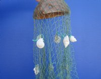 17 inch Coconut top w/Blue Fish Net Wind Chime (6 pc, 24 pc)