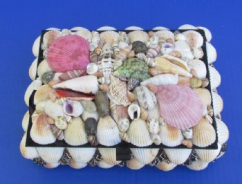 Large 2 Pecten shell design in assorted colors rectangle shell Jewelry Box Wholesale - 2 pcs @ $10.65 each; 6 pcs @ $9.59 each