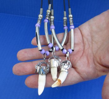 Three Alligator Tooth Necklaces 1/2 to 1-1/2 inch