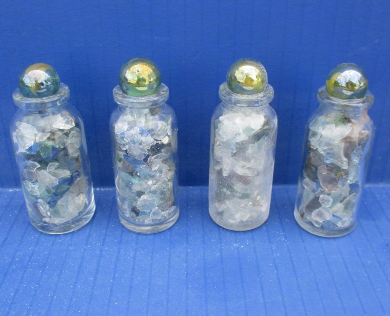 Wholesale Novelty sea glass bottles with marble tops