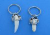 Wholesale Small Alligator Tooth Key Chains, Key Rings with 3/4" to 7/8 inches tooth and tiny silver gator- Packed: 3 pcs @ $4.75 each; Packed: 12 pcs @ $4.25 each