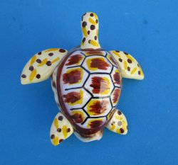 Painted Yellow Tiger Cowrie Turtle Magnets - 10 pcs @ $2.60 each; 30 pcs @ $2.35 each