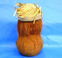 Wholesale Carved and Painted Coconut Monkey Playing Guitar, wearing a straw hat - Bag of 12 pcs @ $3.15 each