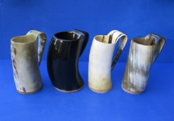 Wholesale Polished Buffalo horn mug with wood base - <font color=red>*SPECIAL SALE* </font>2 pcs @ $10.00; 12 pcs @ $9.00 each