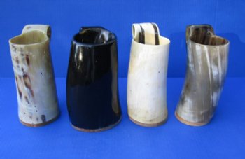 Wholesale Polished Buffalo horn mug with wood base - <font color=red>*SPECIAL SALE* </font>2 pcs @ $10.00; 12 pcs @ $9.00 each