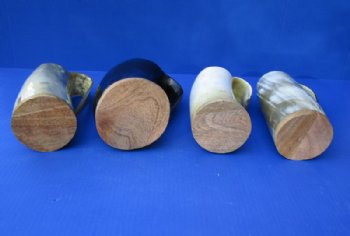 Wholesale Polished Buffalo horn mug with wood base - <font color=red>*SPECIAL SALE* </font>2 pcs @ $10.00; 12 pcs @ $9.00 each