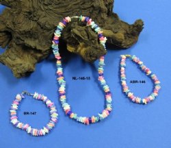 Rainbow Puka Shell Necklaces and Rainbow Puka Bracelets 18" $24.00 dz; 18" 5 dz $21.60/dz  