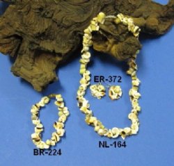 Wholesale Green Everlasting Shell Necklaces, Bracelets, Earrings; 18" $20.40 a dozen; 18" 5 dz @ $18.36 a dozen; 7-1/2" $5.60 a dozen <font color=red> *Closeout* </font>Earrings @ $.50 a dozen 