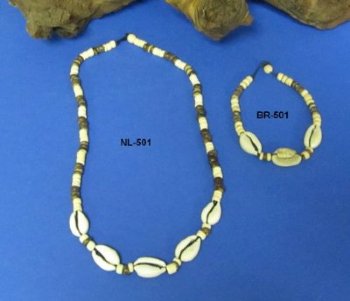 Wholesale Brown and Tan Coconut Bead necklaces and bracelets - 18" -  $12.00 dozen; 5 dozen $10.80 dozen; 7-1/2" - $5.00 dozen