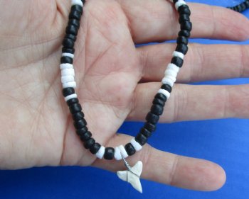 18 inch Black/White coconut bead Shark Teeth Necklaces (1 dz, 5 dz)