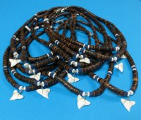 18 inch Brown coconut bead Shark Teeth Necklaces (1 dz, 5 dz)