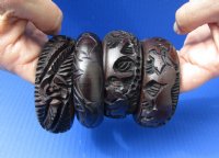 Wholesale Wooden Carved Ostrich Egg Display Stands with assorted designs (Bangle Style) - 2 pcs @ $3.90 each; 12 pcs @ $3.50 each