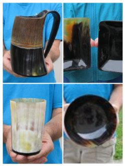 Buffalo Horn Mug, Bowl, Glass, Tray