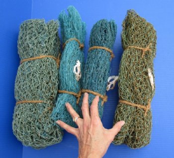 Wholesale 4X6 foot Decorative Blue and Brown Fish net with cut murex - 3 pcs @ $4.50 each
