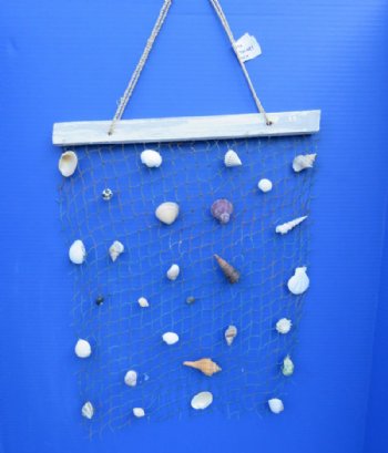 Wholesale Hanging Decorative Fish Net with small shells, 16 by 21 inches- 50 pcs @ $2.95 each 