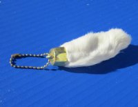 Wholesale Rabbit's Foot with gold colored cap and ball chain for sale - 10 pcs @ $1.60 each; 50 pcs @ $1.40 each