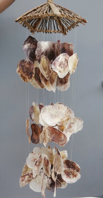 38 inches large saddle oyster shell wind chimes (2 pcs)