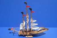 Wooden Seashell Boats or Shell Ships Wholesale with cut Cone shell sails, 11 inches wide - 2 pcs @ $9.75 each