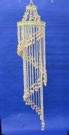 Wholesale Large Spiral Seashell Chandelier, or  Spiral Shell Wind Chime, made with real cowry shells & Brown chulla Conch shells 45 inches (not counting hanger) - Case of 5 @ $23.00 each 
