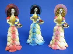 Wholesale Seashell Doll made with Cockle Shells & Lace Shell Novelty - 3 pcs @ $4.75 each