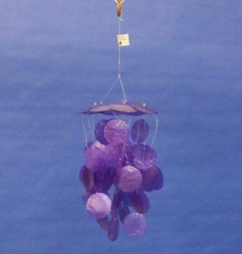 9 inch Purple Capiz Shell Wind Chime (3 pcs, 12 pcs)