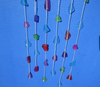 Wholesale Assorted Sea Glass Chime on a driftwood hanger 18 inches - 60 pcs @ $2.00 each
