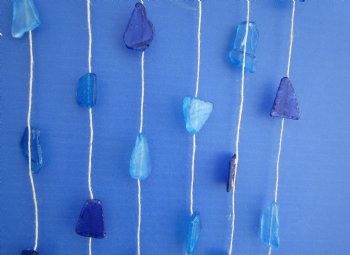 Wholesale Sea Glass Chime on a driftwood hanger 17 inches - 6 pcs @ 2.50 each; 24 pcs @ $2.25 each