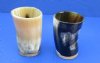 Wholesale Buffalo Horn cup with wood bottom - 3 inches tall - Packed: 2 pcs @ $7.50 each; Packed: 12 pcs @ $6.75 each