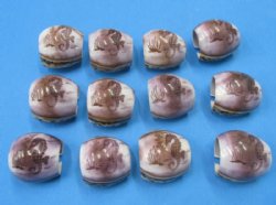 Carved Seahorse Purple Top Cowry Napkin Rings - <font color=red>*CLOSEOUT SALE* </font> 12 pcs @ $.50 each; 96 pcs @ $.45 each 