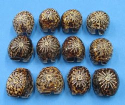 Carved Flower Tiger Cowry Napkin Rings Wholesale - <font color=red>*CLOSEOUT SALE* </font> 12 pcs @ $.40 each; 96 pcs @ $.35 each  