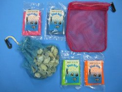 Clip-On Netted Shell Collecting Bags 9-3/4" x 8-1/4" - 6 pcs @ $1.48 each  <font color=red>*Price Reduced* </font>