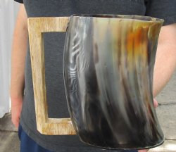 7-3/4" Buffalo Horn Beer Pitcher, Cow Horn Beer Pitcher with wood handle. Available to purchase for $19