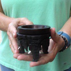 Carved wooden elephant ostrich egg stand 3 inch - $20