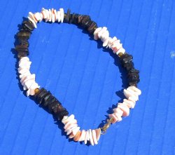 Wholesale Pink and Brown Shell Chip Anklets - 9 inches @ $5.60/dozen 
