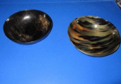 Wholesale Polished buffalo horn bowl measuring 6" long by 3" deep - 2 pcs @ $12.00 each; 12 pcs @ $10.50 each