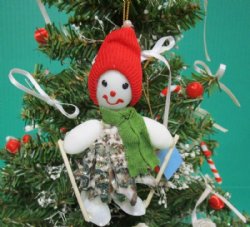 Wholesale Murex Shell Skiing Snowman ornament - 5 pcs @ $1.60 each (Minimum: 2 bags)