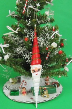 Wholesale Double Turritella with Painted Santa Face Seashell Santa Christmas Ornament - 10 pcs @ $2.75 each; 30 pcs @ $2.45 each