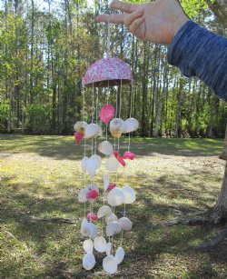 22 inch Painted windchime w/mixed shells (5 pcs)