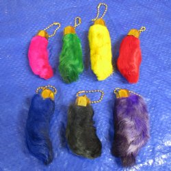 Dyed Assorted Rabbit's Foot with ball chain - (70 pc)
