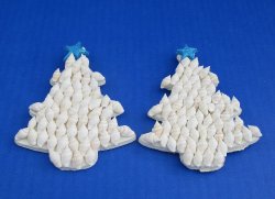 Wholesale 3 by 4 inch White Nassa Shell Tree Magnet with Blue Star - 10 pcs @ $1.50 each; 50 pcs @ $1.35 each