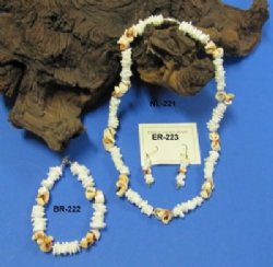 Wholesale White Shell  Bracelet with Cut Strombus Shells  7-1/2"  - $4.90 a dozen