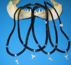 18 inch Black coconut bead Shark Teeth Necklaces (1 dz, 5 dz)