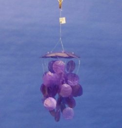 9 inch Purple Capiz Shell Wind Chime (3 pcs, 12 pcs)