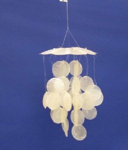 9 inch White Capiz Shell Wind Chime (3 pcs, 12 pcs)