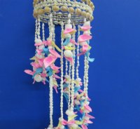 24 inches wholesale spiral shell wind chime with white natica and blue, pink, yellow cut shells - Case of 12 @ $6.85 each