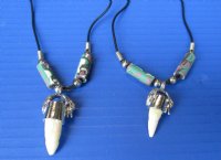 1/2 to 1-1/2 inches Alligator Tooth Necklaces with Camouflage Beads and tiny silver gator - Packed 3 @ $4.25 each; Packed 12 @ $3.75