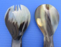 Wholesale Polished Buffalo Horn Soup Spoon and Spork Set 9 inch - 2 sets @ $10.00/set; 6 sets @ $9.00/set